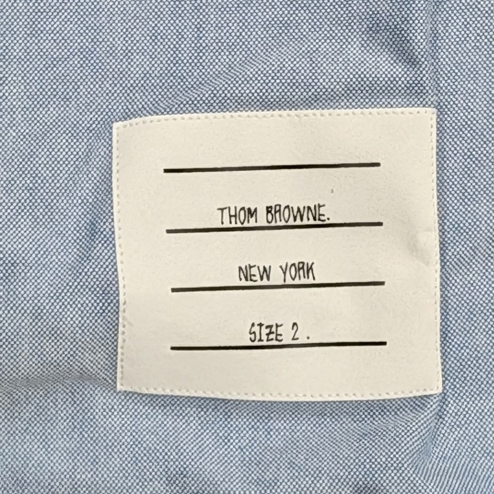 $490 Mens THOM BROWNE Classic Dress Shirt Light Blue 2 - Medium - Picture 4 of 8